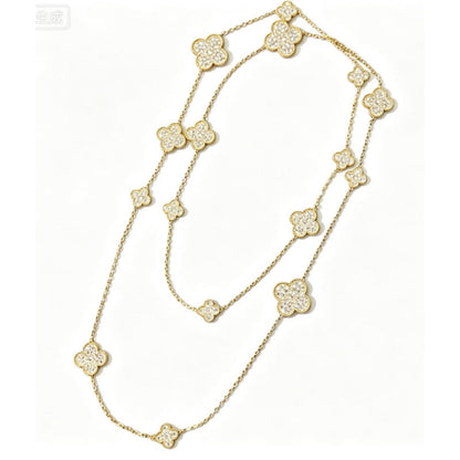 Textured Quatrefoil Station Necklace