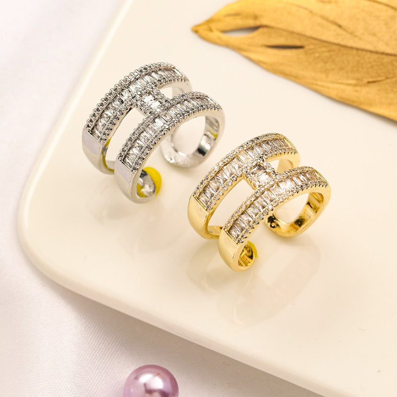 Copper Zirconium Real Gold Plated Ring,Rings Collection、He*mes Series