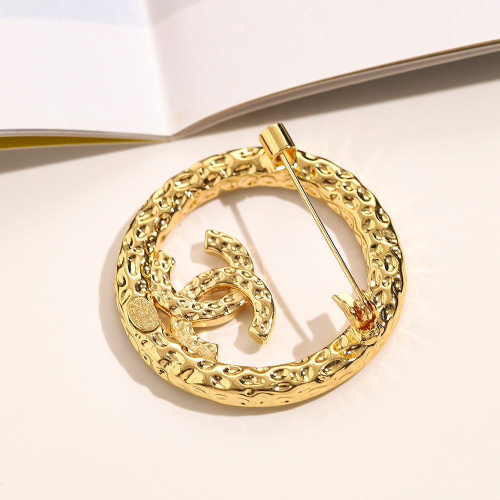Alloy Stamped Real Gold Plated Brooch,Brooches Collection、CH*NEL Series