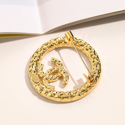 Alloy Stamped Real Gold Plated Brooch,Brooches Collection、CH*NEL Series