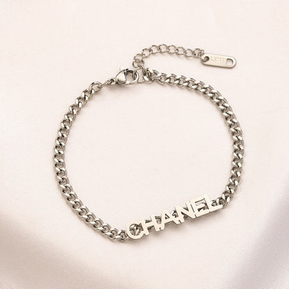 304 Stainless Steel Letter-Bar Chain Bracelet & Necklace - Individual or Set
