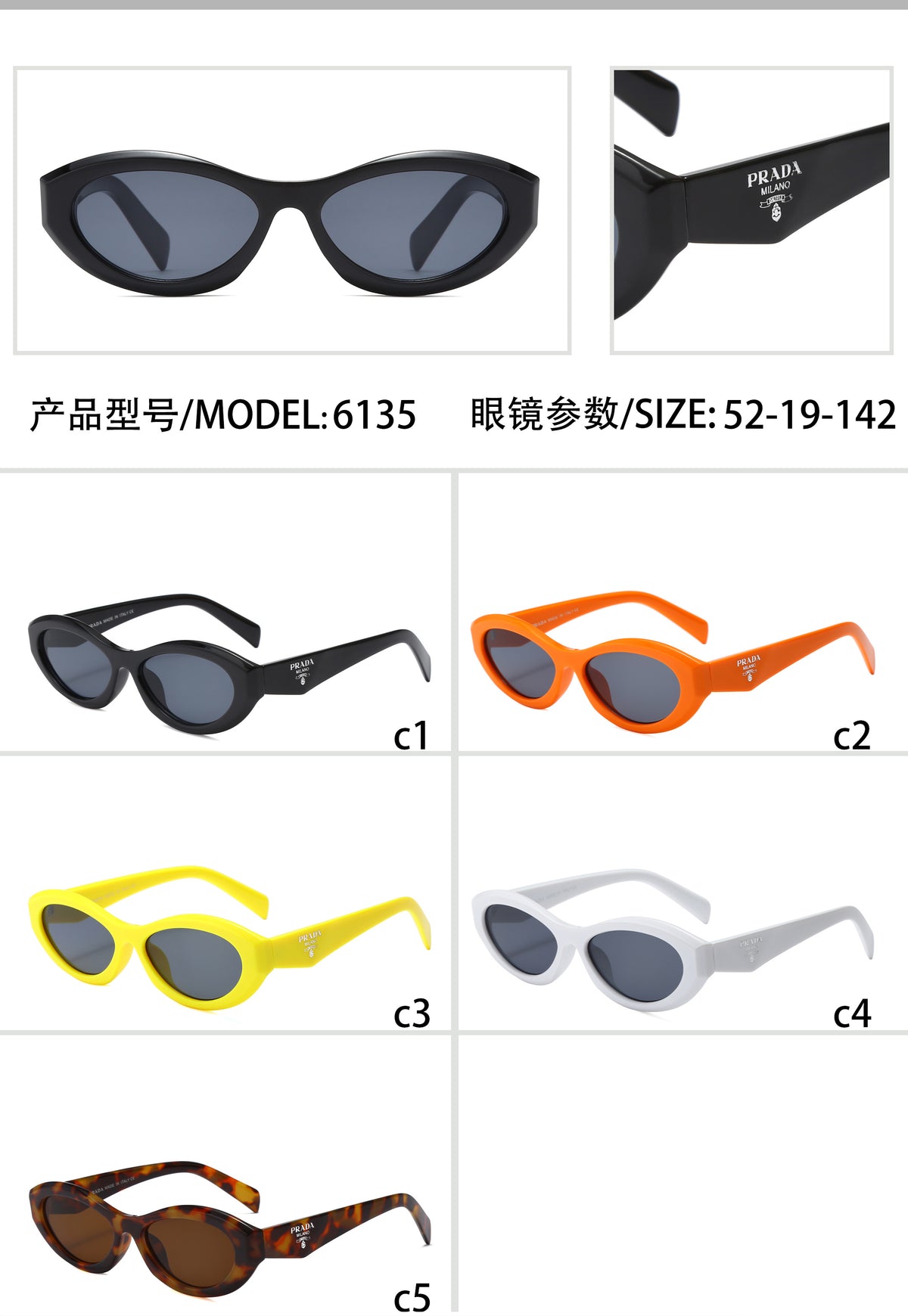 Chunky Oval Sunglasses with Triangular Temple Detail