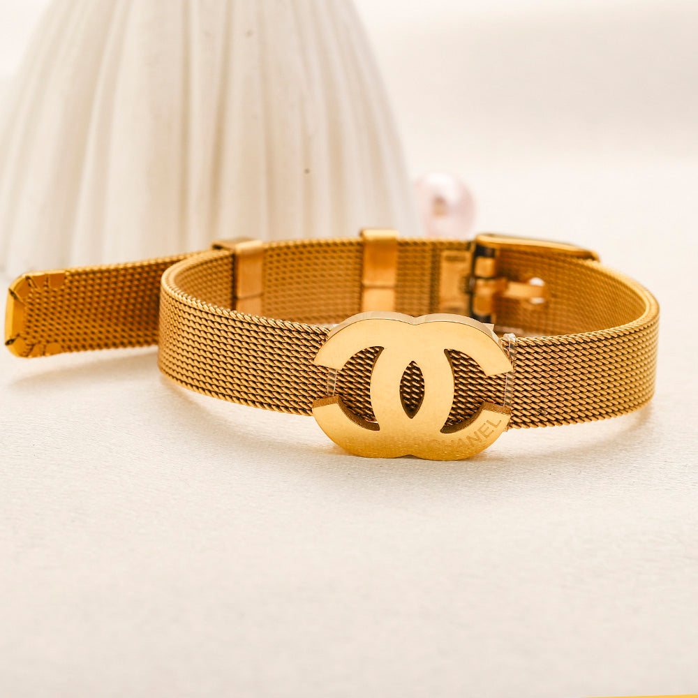 304 Stainless Steel Mesh Belt Interlocking-C Bracelet