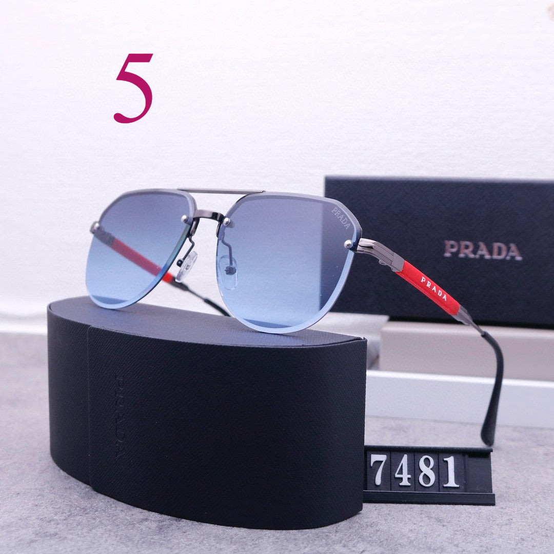 Squared Aviator Sunglasses with Contrast Temple Accents