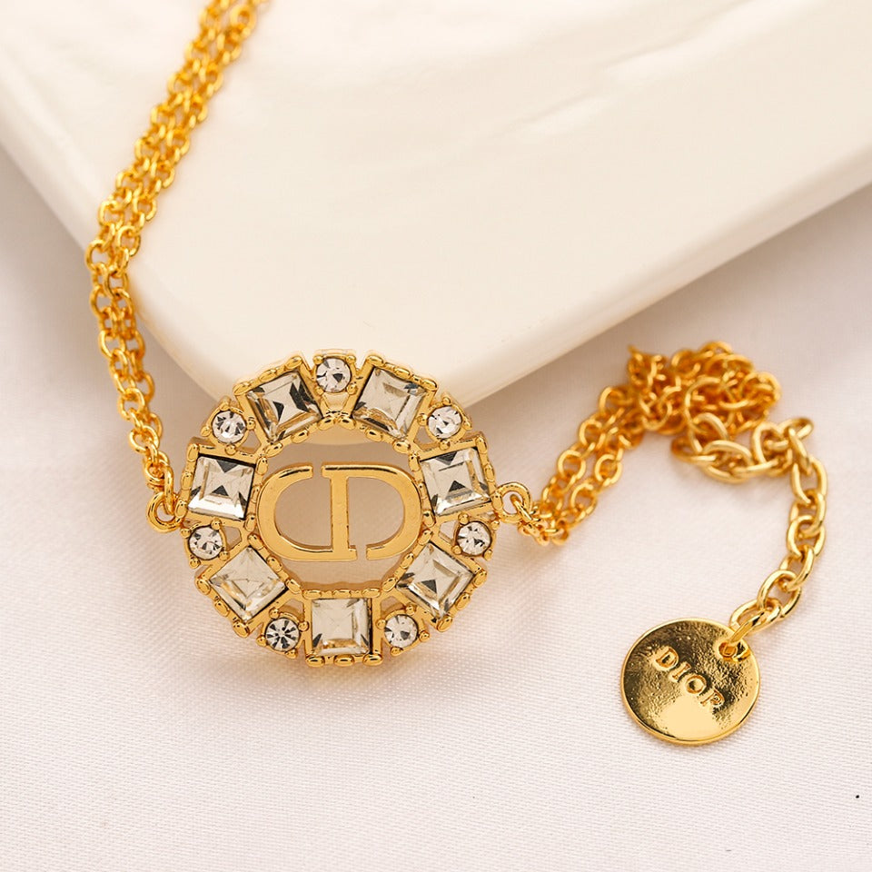 Set Orecchini Bracciale Collana Placcati Oro Vero in Rame e Zirconio