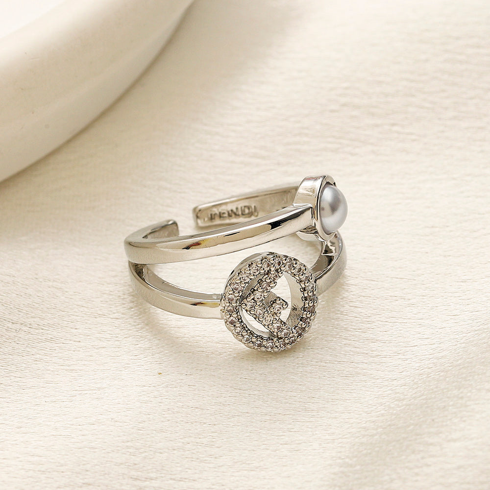Copper Zirconium Real Gold Plated Ring,Rings Collection、F*ndi Series