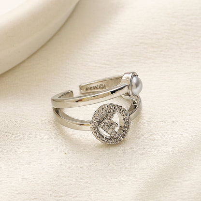 Copper Zirconium Real Gold Plated Ring,Rings Collection、F*ndi Series