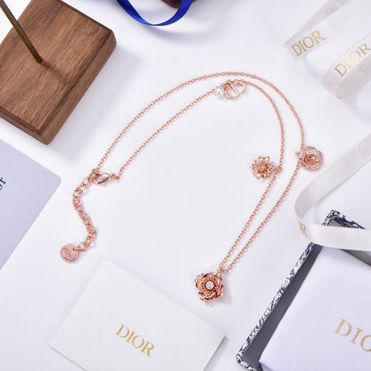 Rose Motif Station Necklace