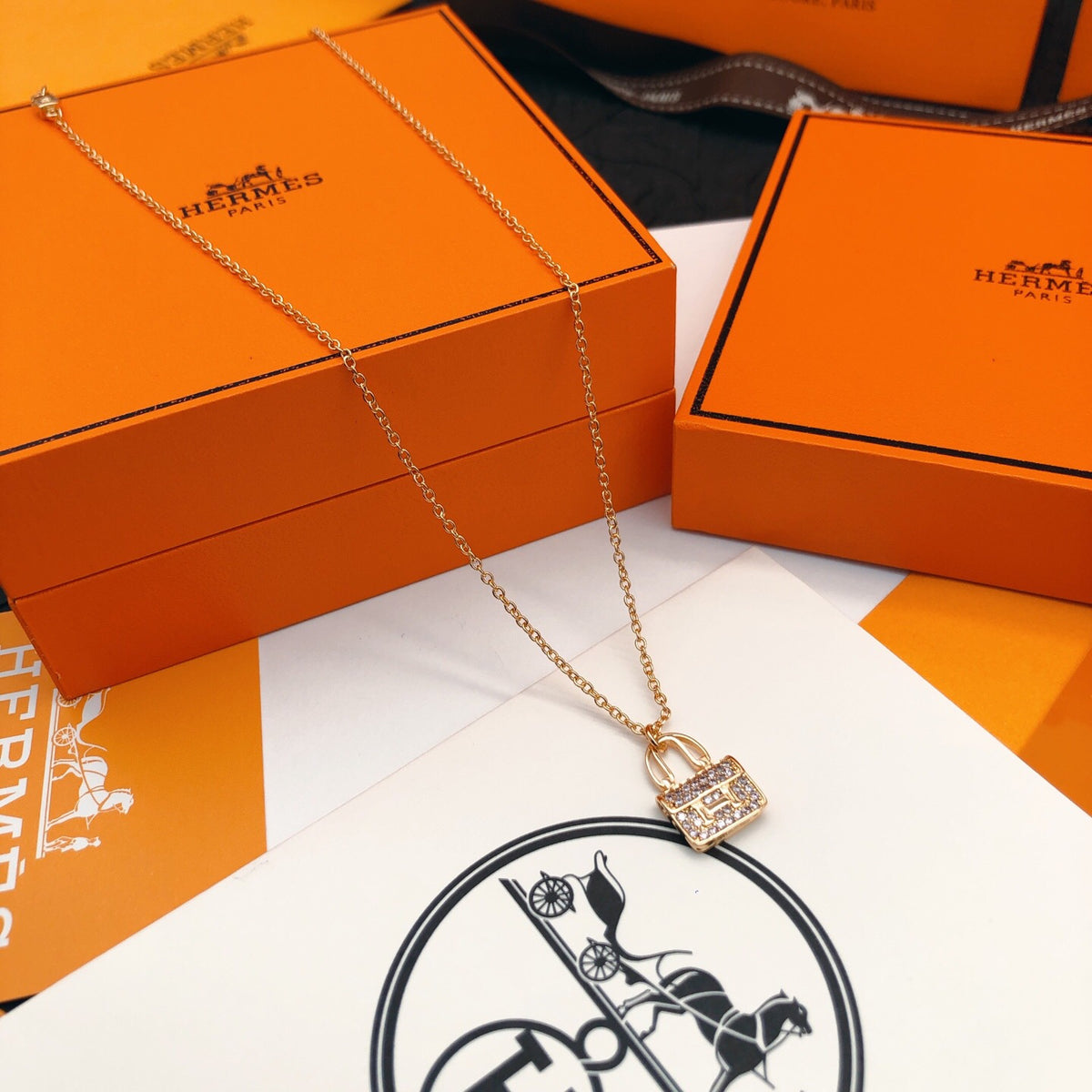 H-Motif Padlock Pendant Necklace