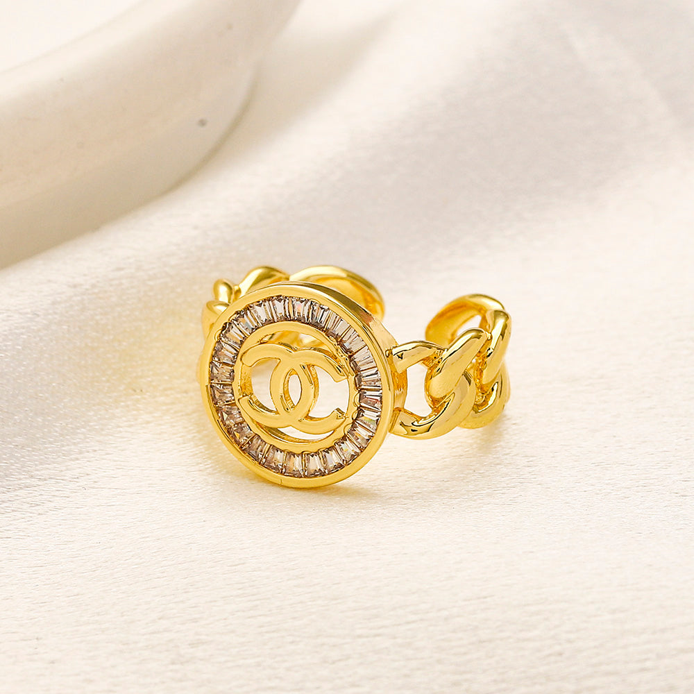 Anello placcato oro vero in rame e zirconio