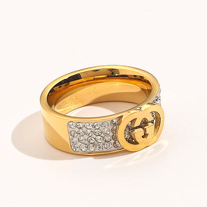 Copper Zirconium Real Gold Plated Ring,Rings Collection、GU*CI  Series