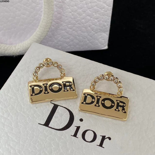 Chain-Top Letter Plaque Stud Earrings
