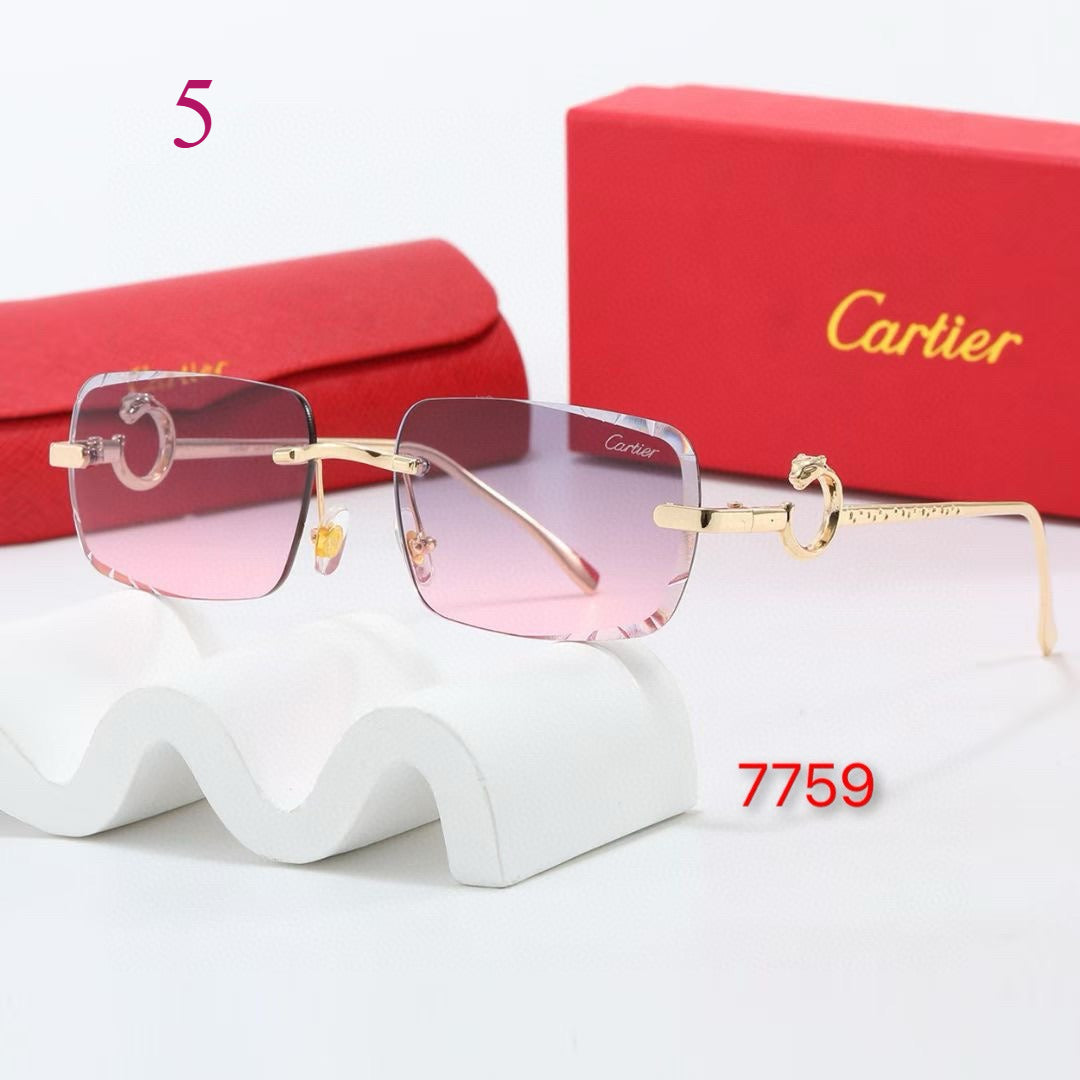 Rimless Sunglasses with Circular Hinge Accents