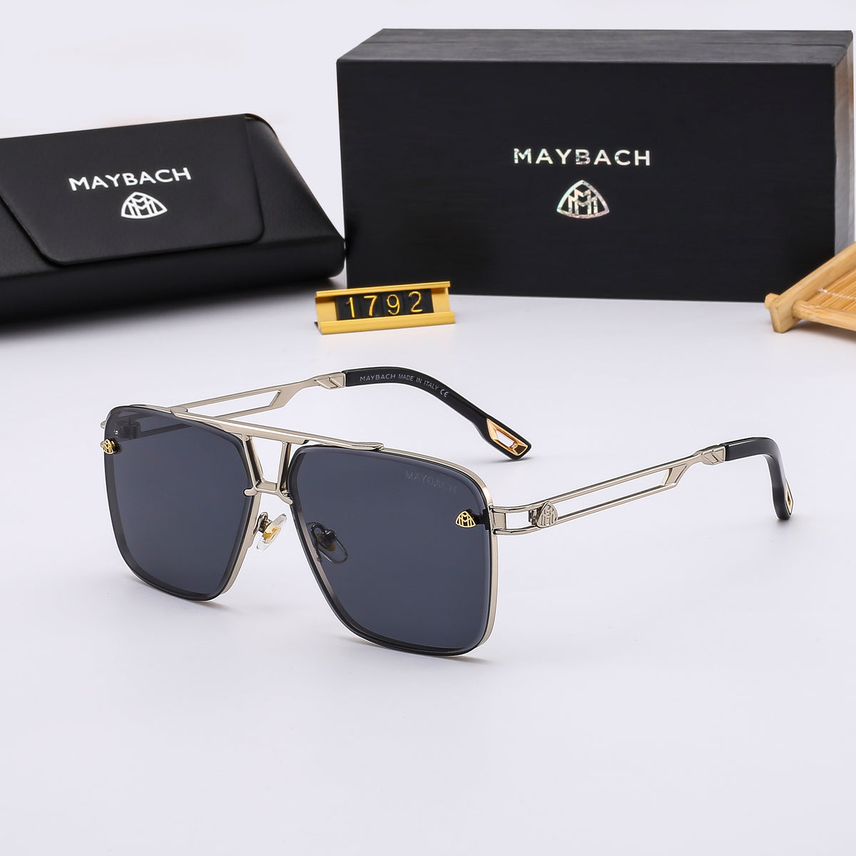 Geometric Aviator Sunglasses with Cutout Metal Temples