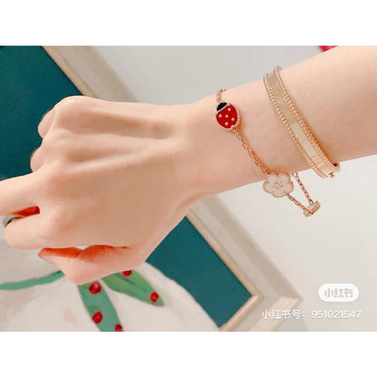Ladybug & Flower Chain Bracelet