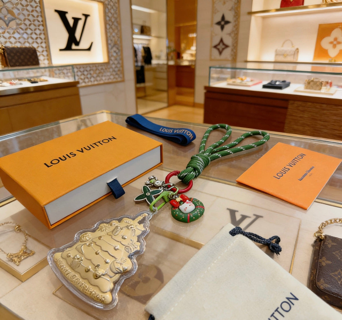 Premium Fashion Keychain Stylish Accessory、L*V Series、𝐊𝐞𝐲𝐜𝐡𝐚𝐢𝐧𝐬 & 𝐊𝐞𝐲 𝐑𝐢𝐧𝐠𝐬（𝐇）