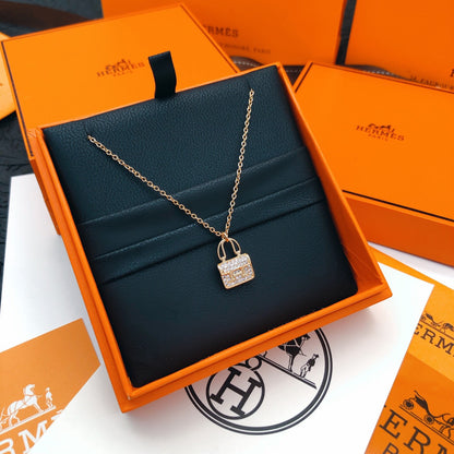 H-Motif Padlock Pendant Necklace