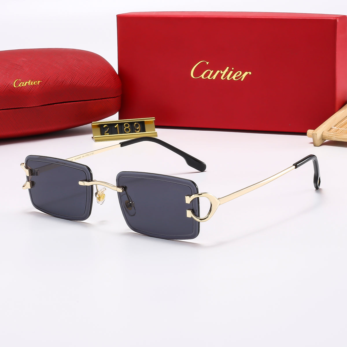 Geometric Square Sunglasses with Loop Temple Detail