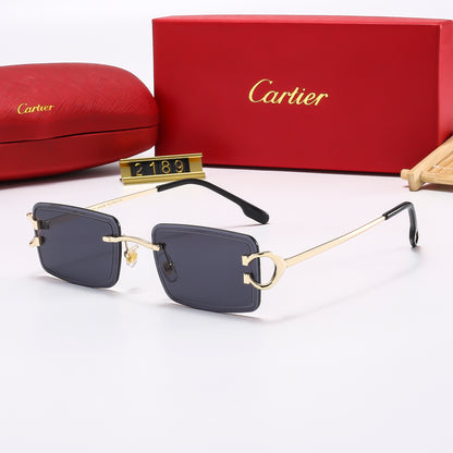 Geometric Square Sunglasses with Loop Temple Detail