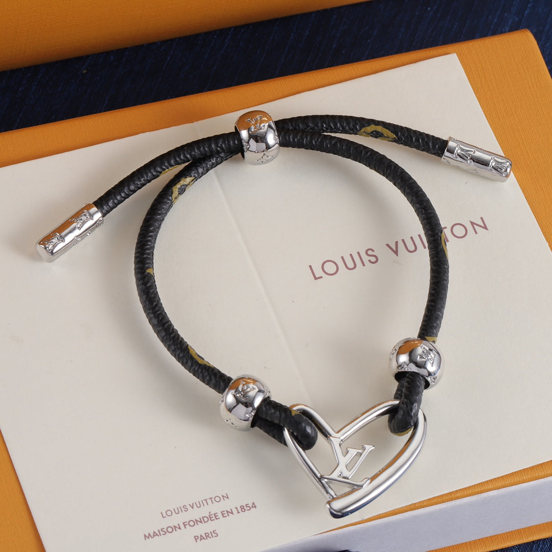 Adjustable Cord Monogram Charm Bracelet