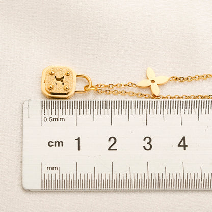 304 Stainless Steel Floral Station & Rounded Pendant Necklace