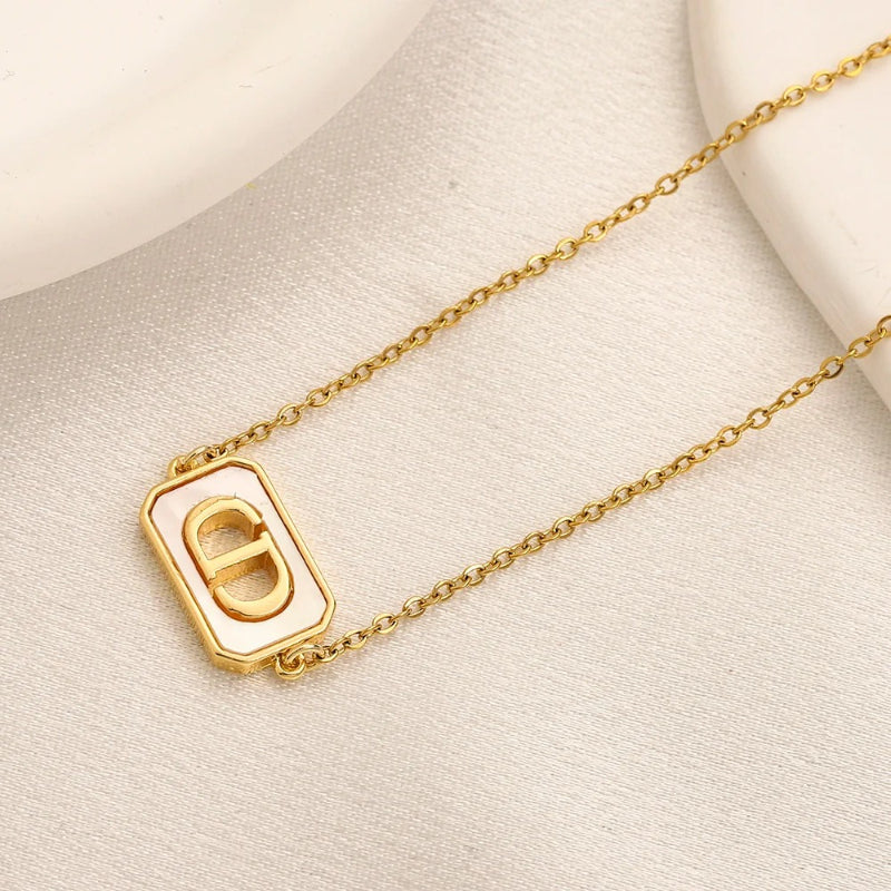 Copper Rounded Rectangle Monogram Pendant Necklace