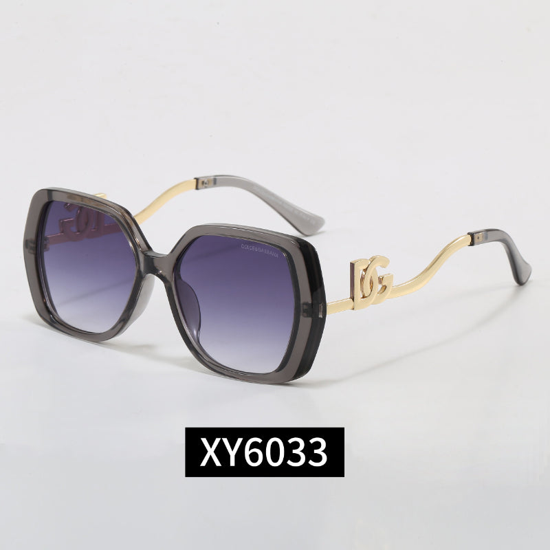 Oversized Rounded Sunglasses with Metal Logo Temples