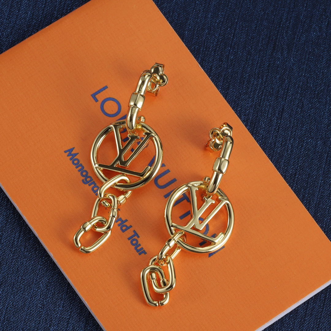 Monogram Chain-Link Dangle Earrings
