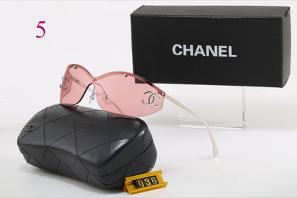 Slim Oval Sunglasses with Metallic Temple Accents