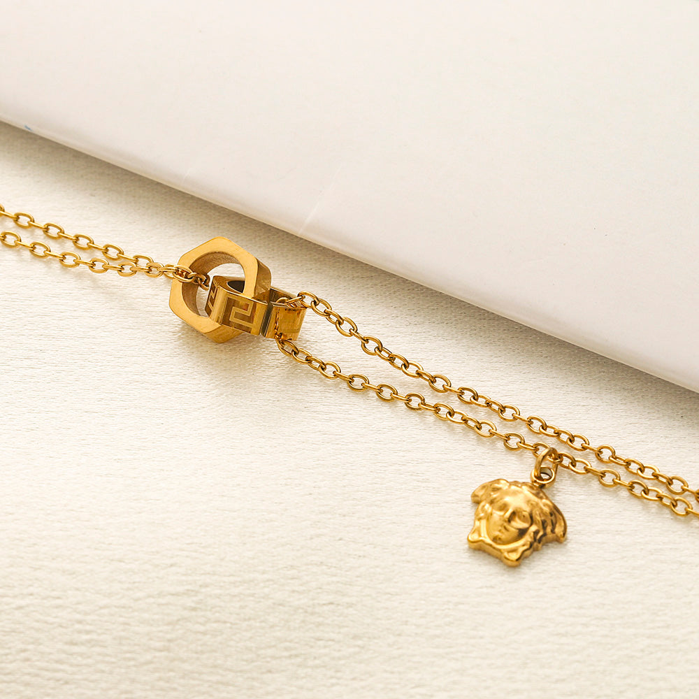 304 Stainless Steel Double-Chain Toggle Charm Bracelet