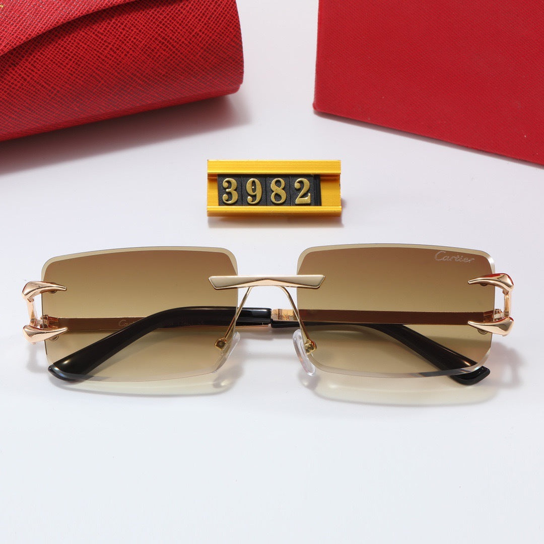 Wide Rectangular Rimless Sunglasses