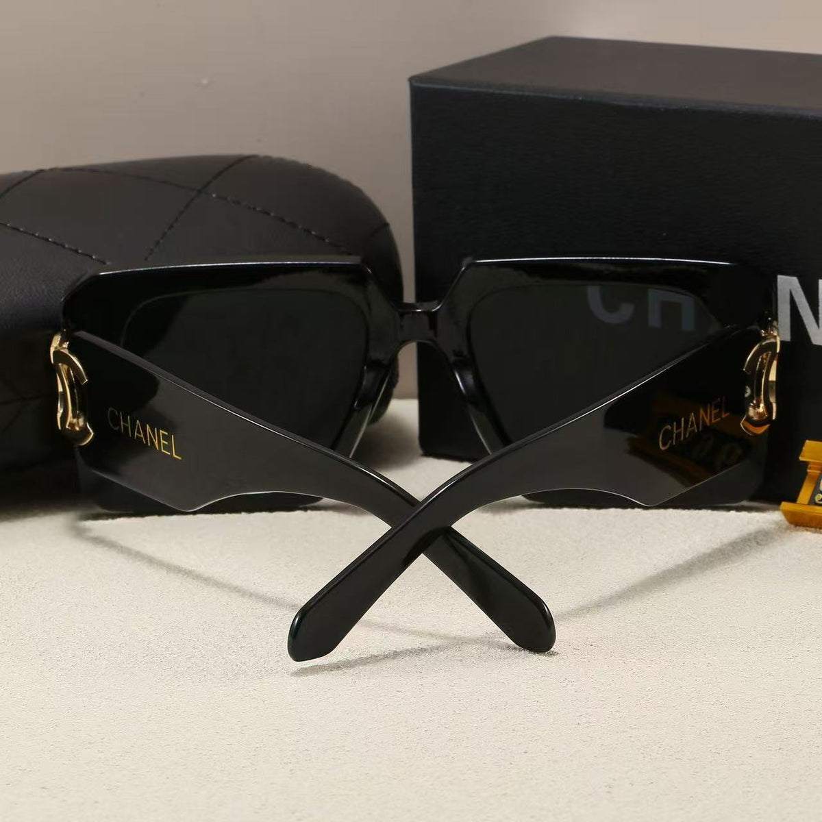 Chunky Square Sunglasses with Interlocking Logo Temples