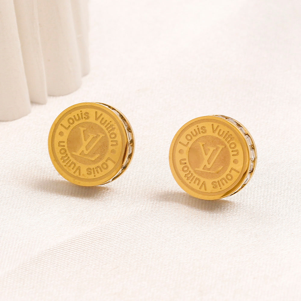 304 Stainless Steel Engraved Round Medallion Stud Earrings