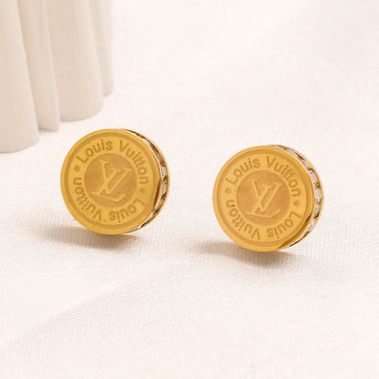 304 Stainless Steel Engraved Round Medallion Stud Earrings
