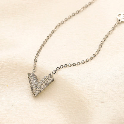 Copper Pave V Pendant Necklace