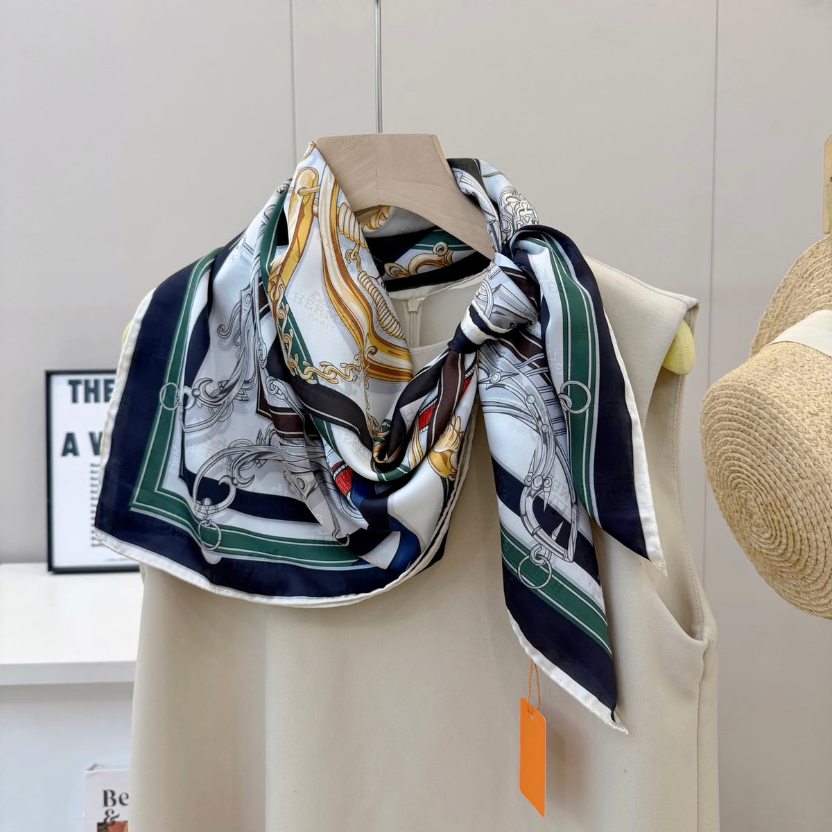 Equestrian Harness Print Square Scarf - 90 x 90 cm