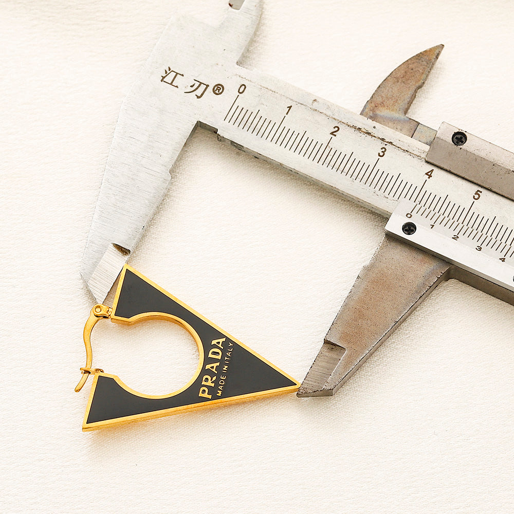 Alloy Triangle Cutout Hoop Earrings