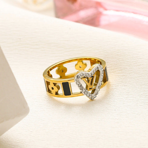 Copper Zirconium Real Gold Plated Ring,Rings Collection、L*V  Series