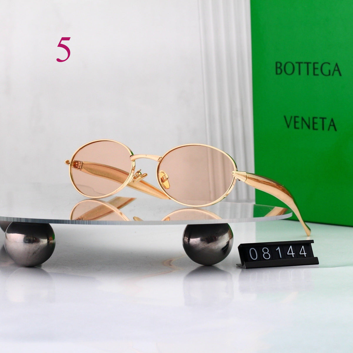 Round Sunglasses with Textured Metal Temples