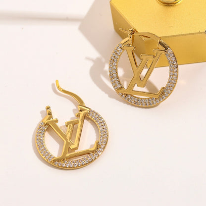 Copper Beaded-Edge Monogram Hoop Earrings