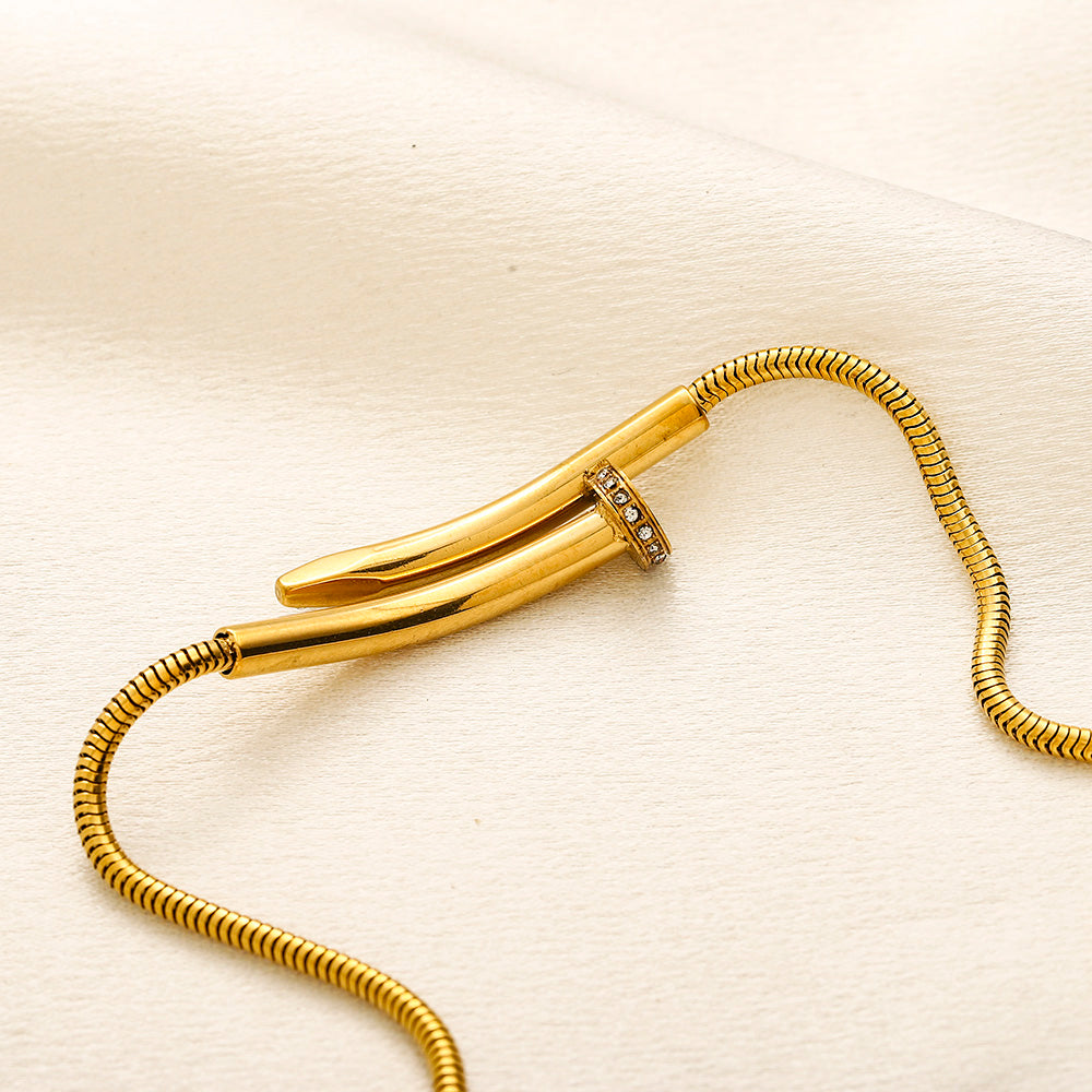 304 Stainless Steel Horizontal Nail Pendant Necklace
