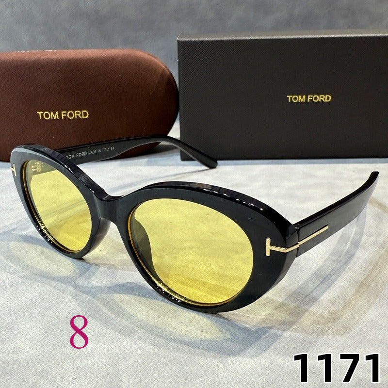 Narrow Oval Sunglasses with Flared Corners