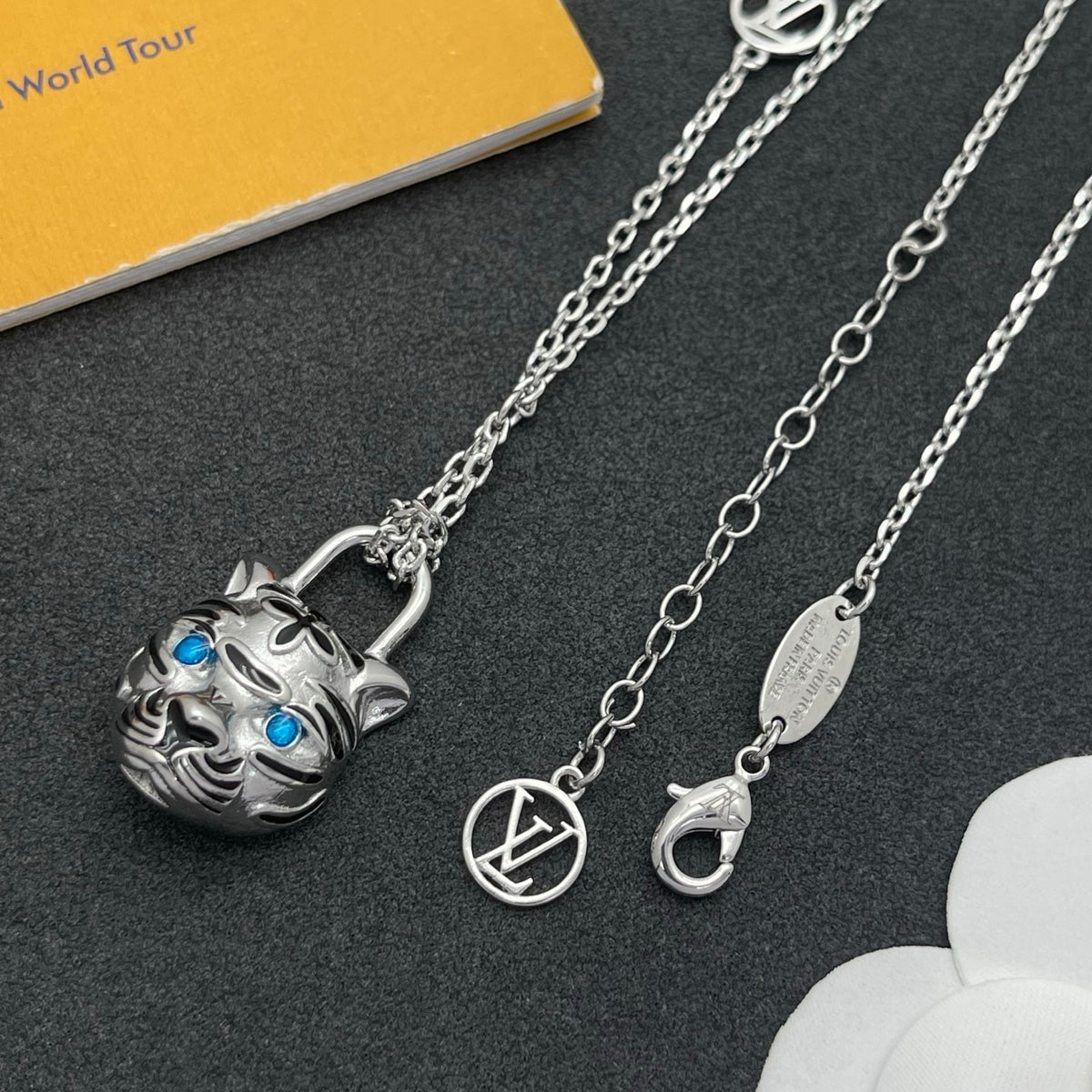 Pave Floral Pendant Station Necklace