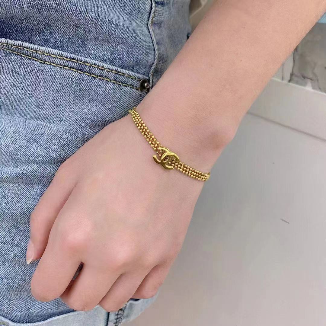 304 Stainless Steel Multi-Row Chain Interlocking-C Bracelet
