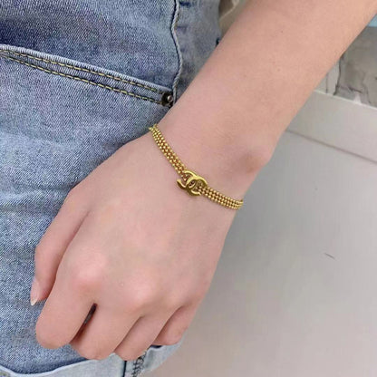 304 Stainless Steel Multi-Row Chain Interlocking-C Bracelet