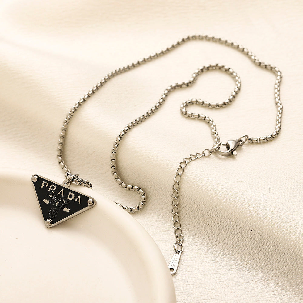 304 Stainless Steel Triangle Pendant Necklace - Style Options