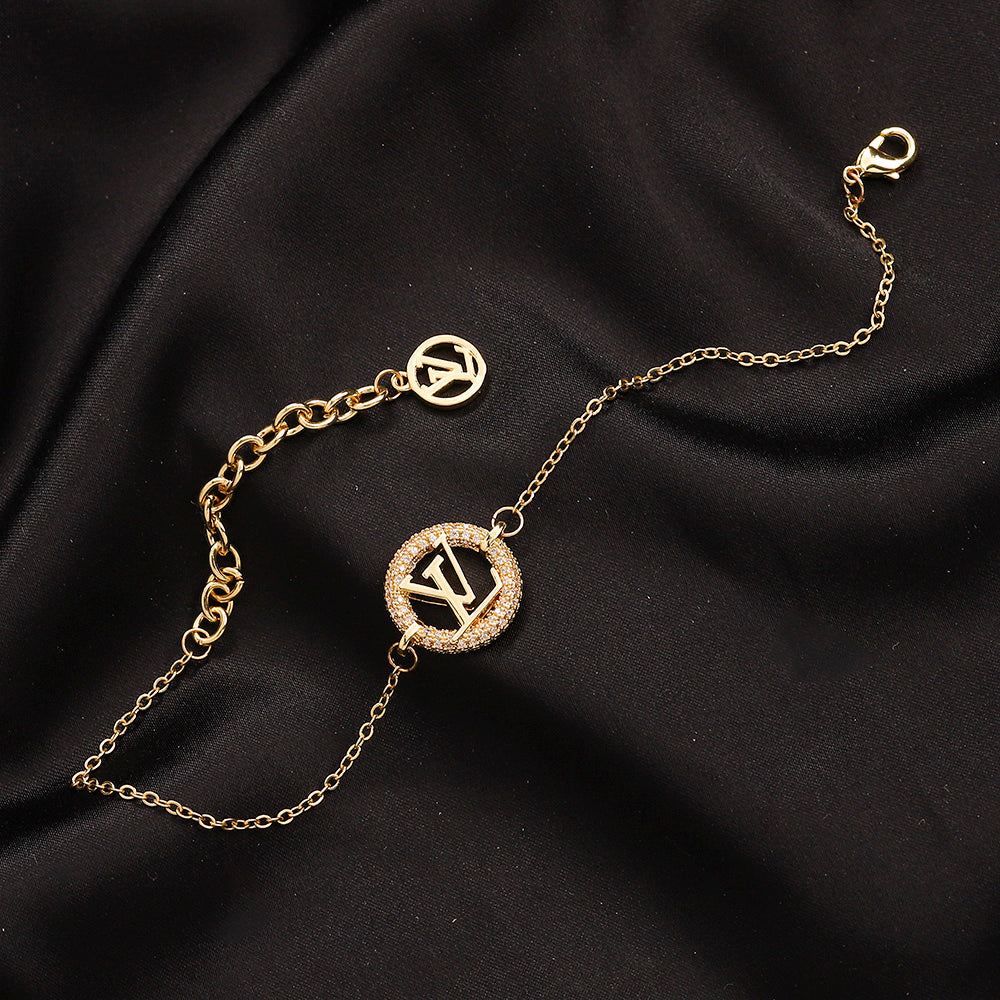 Kupfer Zirkonium Echt Vergoldet Ohrringe Armband Halskette Set