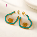 304 Stainless Steel Colorful Heart Outline Hoop Earrings