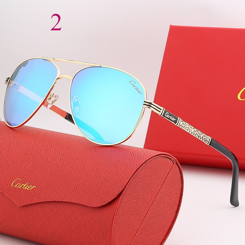 Teardrop Aviator Sunglasses with Decorative Temples
