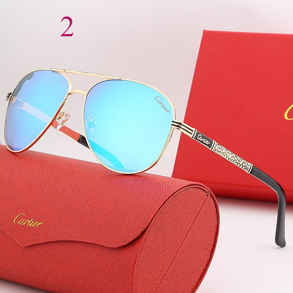Teardrop Aviator Sunglasses with Decorative Temples